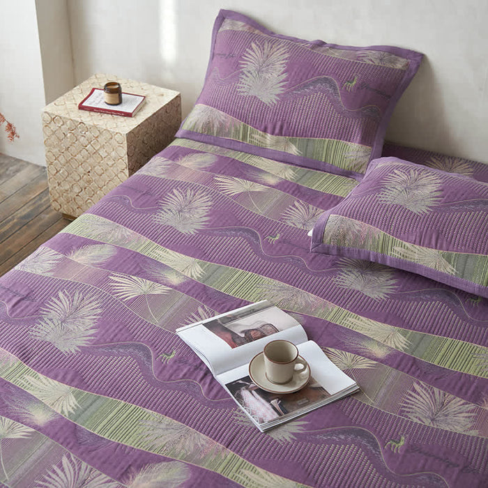 Ownkoti Double Layers Gauze Retro Leaf Comfy Quilt