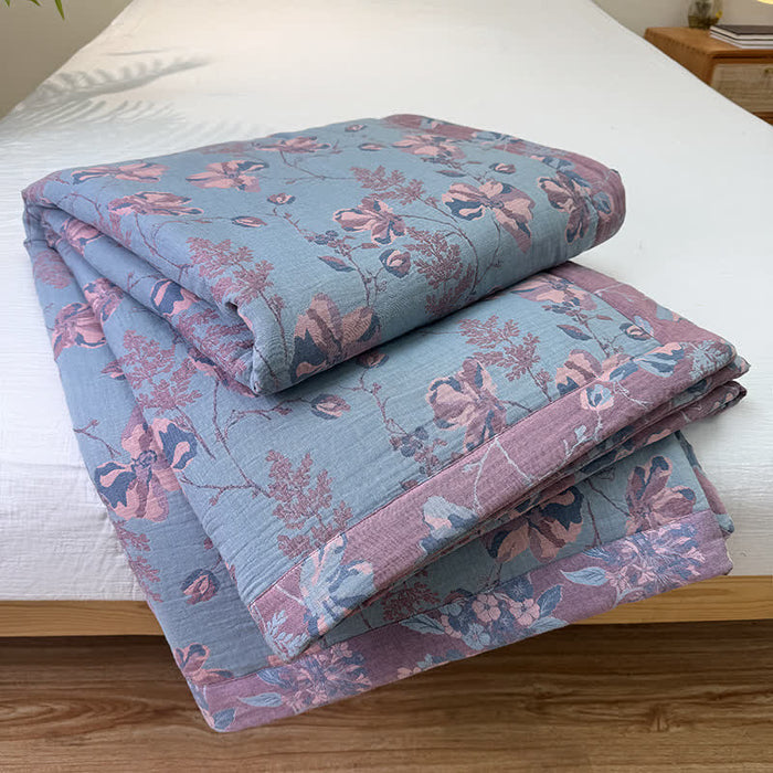 Ownkoti Elegant Floral Pure Cotton Double-layer Summer Quilt