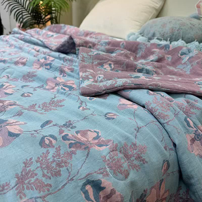 Ownkoti Elegant Floral Pure Cotton Double-layer Summer Quilt