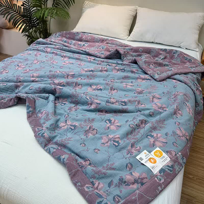 Ownkoti Elegant Floral Pure Cotton Double-layer Summer Quilt