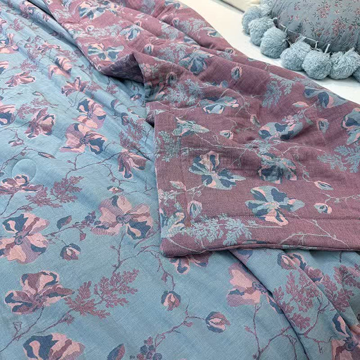 Ownkoti Elegant Floral Pure Cotton Double-layer Summer Quilt