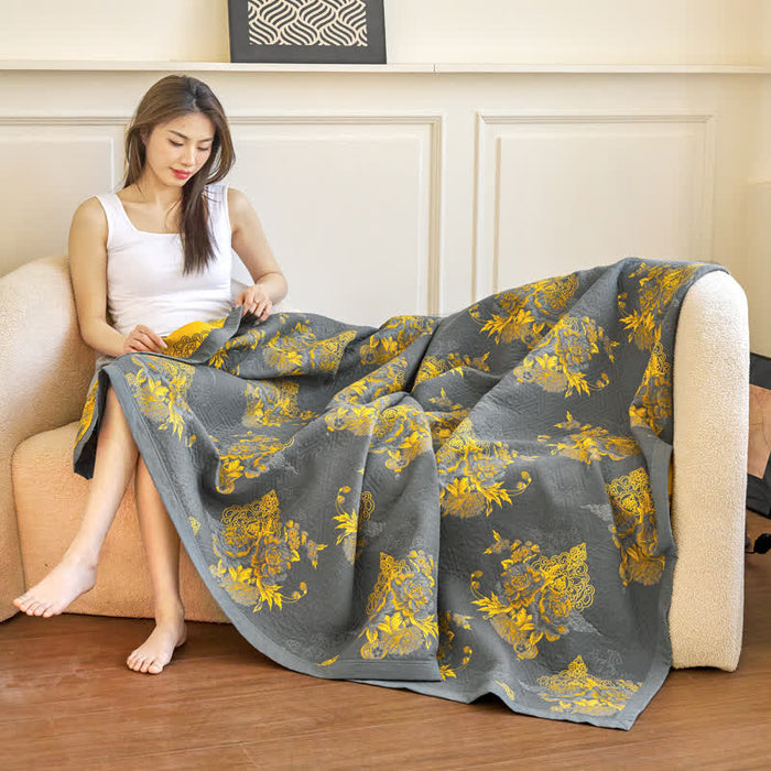 Elegant Flower Three Layer Cotton Gauze Quilt - image 2