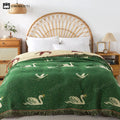 Ownkoti Elegant Goose Cotton Gauze Reversible Tassel Quilt