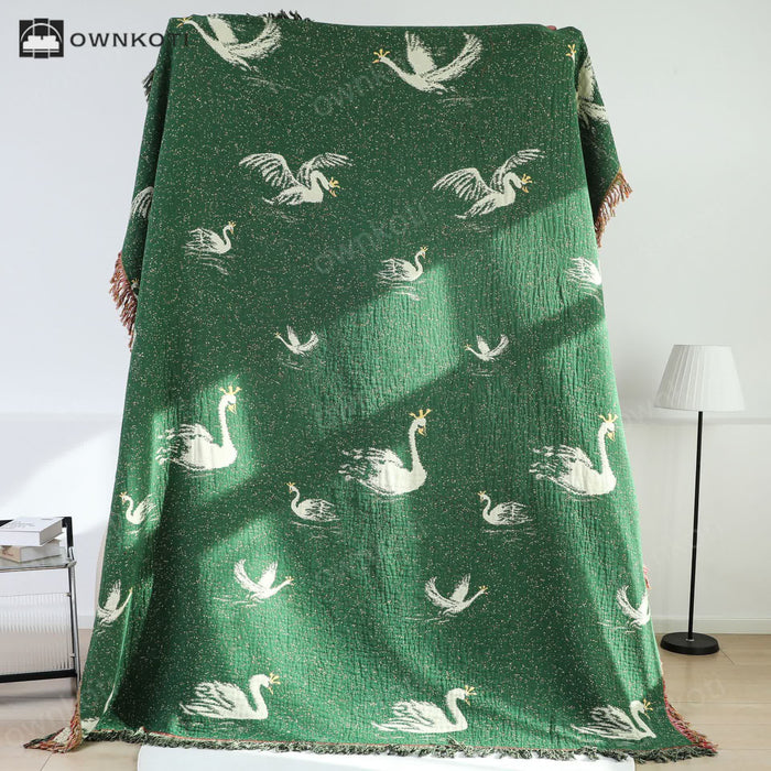 Ownkoti Elegant Goose Cotton Gauze Reversible Tassel Quilt