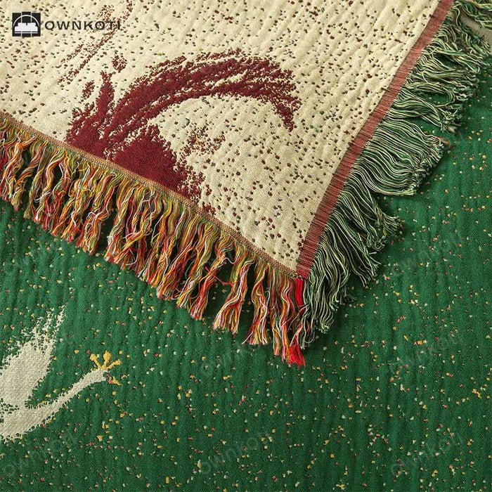 Ownkoti Elegant Goose Cotton Gauze Reversible Tassel Quilt