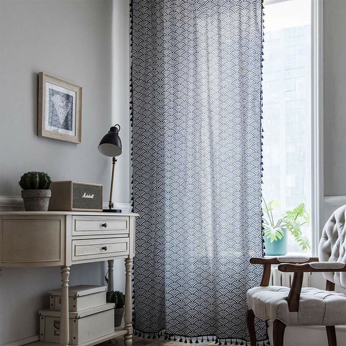 Fish Scale Semi Blockout Tassel Curtain Curtains Ownkoti 1