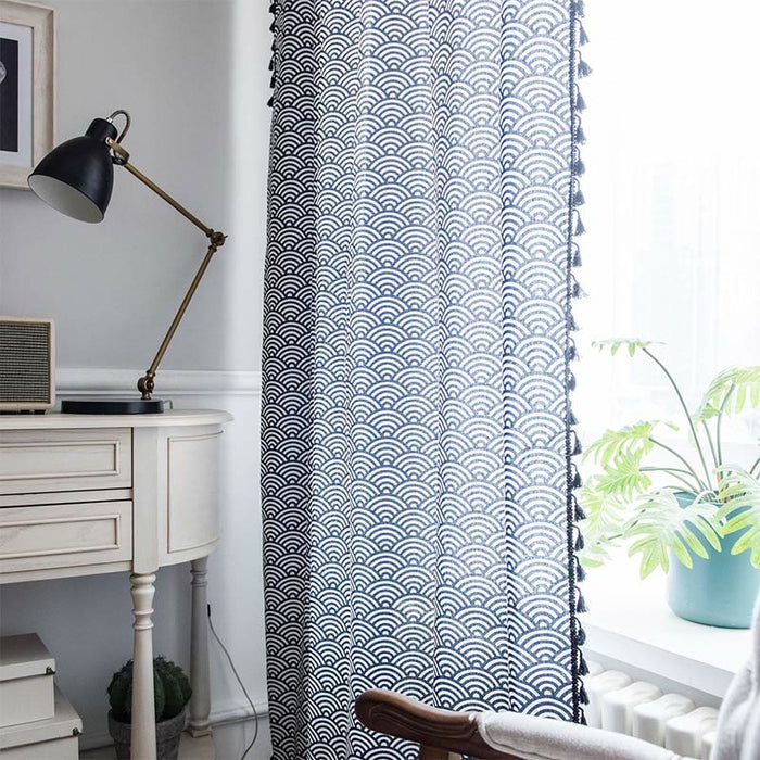 Fish Scale Semi Blockout Tassel Curtain Curtains Ownkoti 2