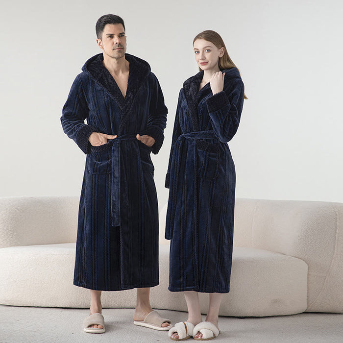 Fleece Hooded Winter Long Bathrobe - image 7