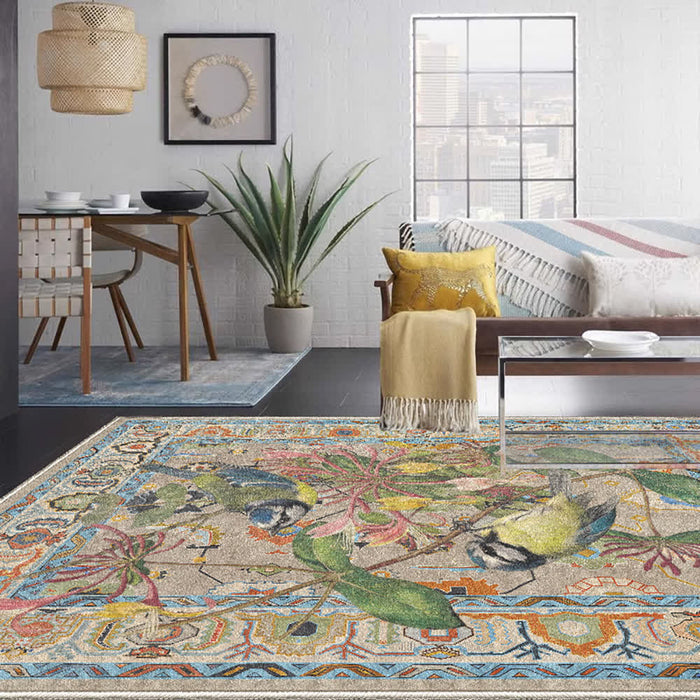 Ownkoti Floral Bird Water Resistant Washable Area Rug - 60" x 96" - image 0