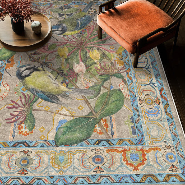 Ownkoti Floral Bird Water Resistant Washable Area Rug - image 3