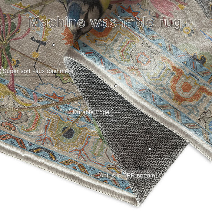 Ownkoti Floral Bird Water Resistant Washable Area Rug - image 6