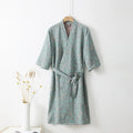Ownkoti Floral Butterfly Cotton Double-layer Gauze Yarn-dyed Jacquard Bathrobe