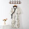Ownkoti Floral Butterfly Print Padded Tie Nightgown with Pocket - XXL - image 1