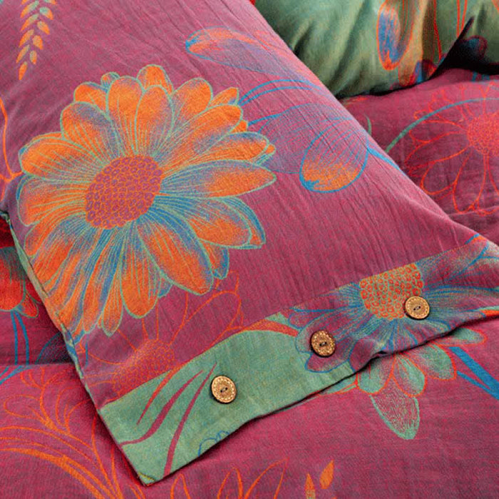 Ownkoti Floral Button Duvet Cover Bedsheet & Pillowcases (4PCS)