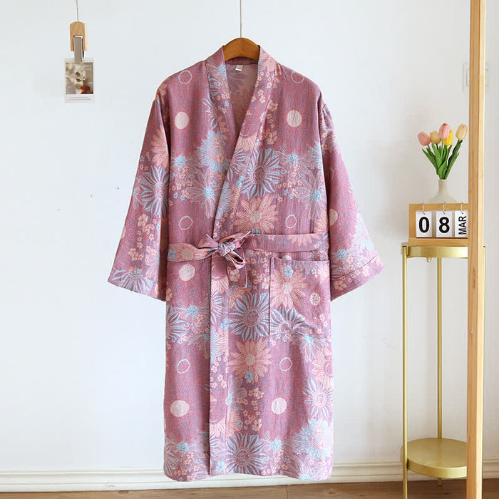 Ownkoti Floral Comfy V-neck Home Sleep Bathrobe - XL - image 0