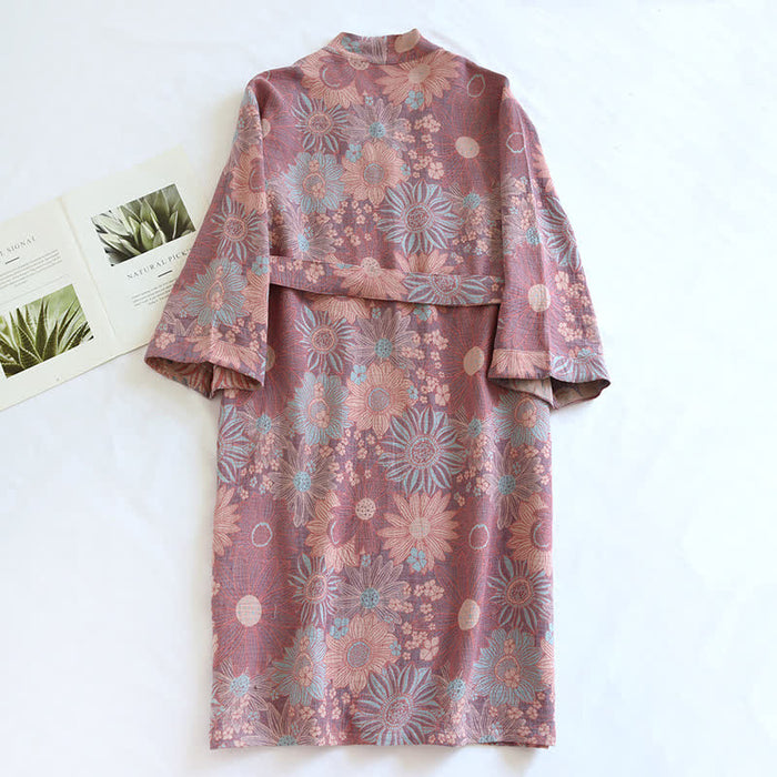 Ownkoti Floral Comfy V-neck Home Sleep Bathrobe - image 1
