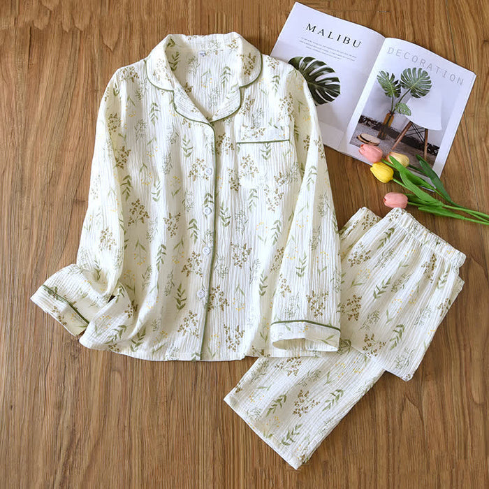 Ownkoti Floral Cotton Double Gauze Pajama Set