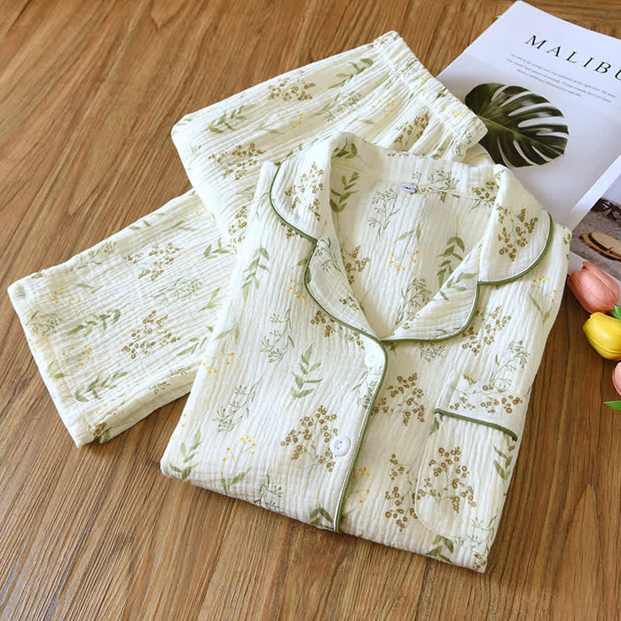 Ownkoti Floral Cotton Double Gauze Pajama Set