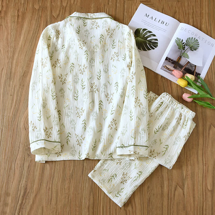 Ownkoti Floral Cotton Double Gauze Pajama Set
