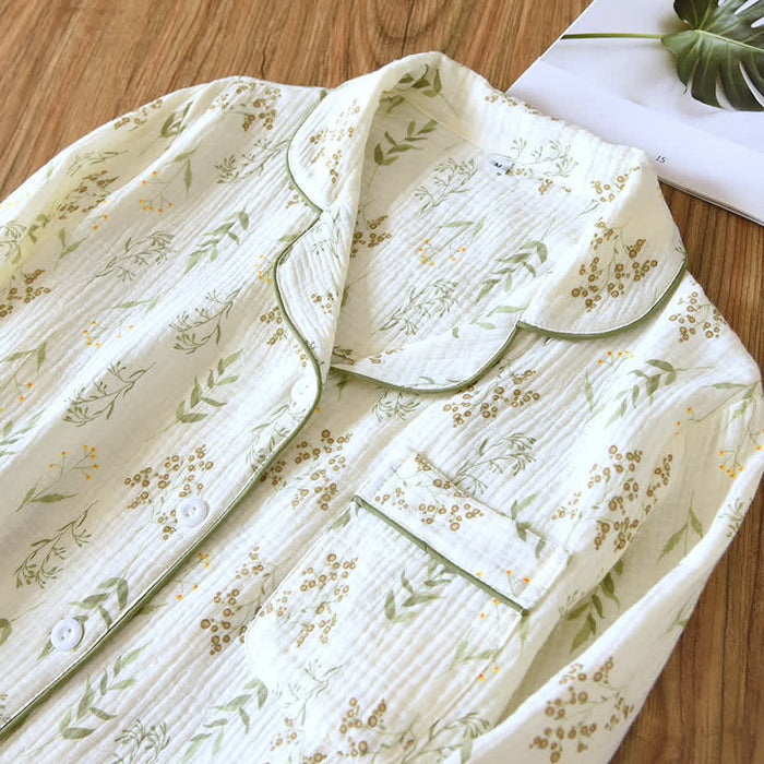 Ownkoti Floral Cotton Double Gauze Pajama Set