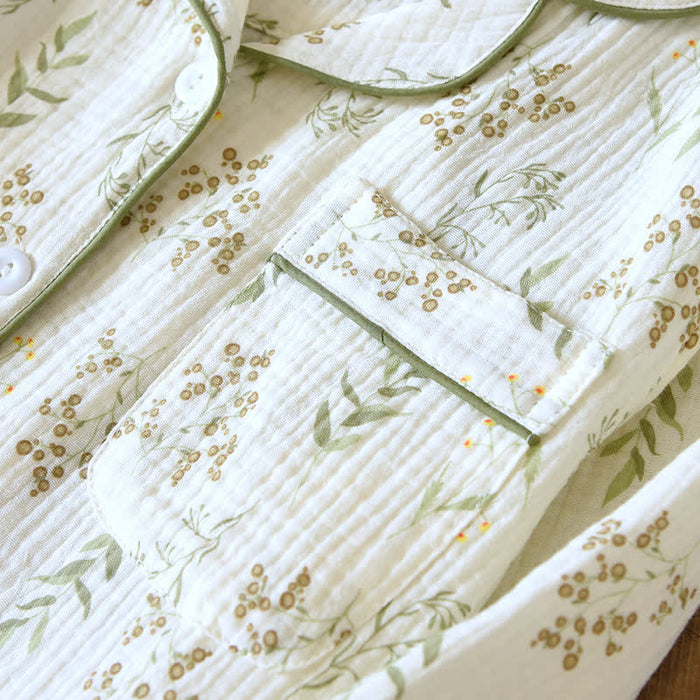 Ownkoti Floral Cotton Double Gauze Pajama Set