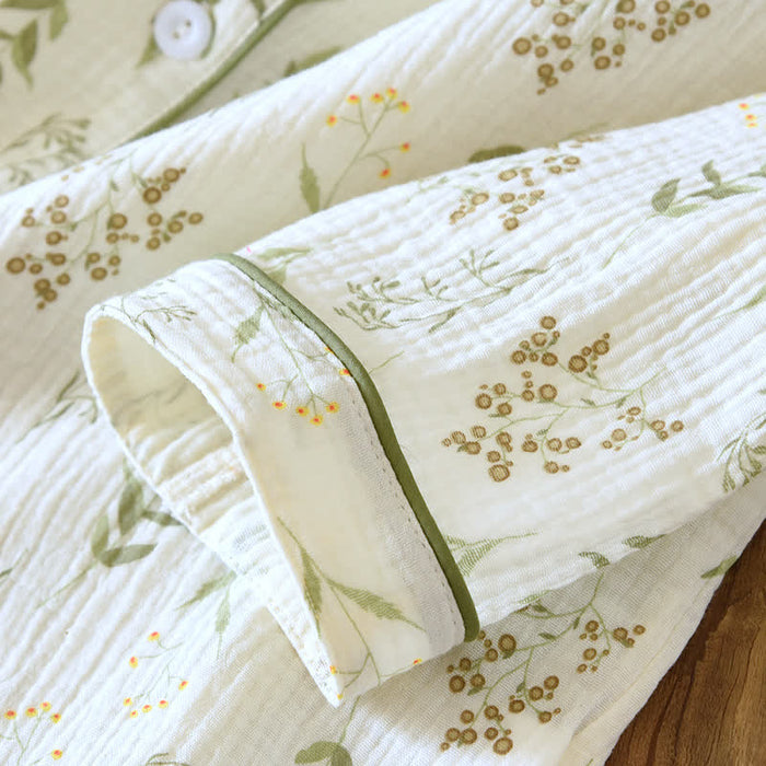 Ownkoti Floral Cotton Double Gauze Pajama Set