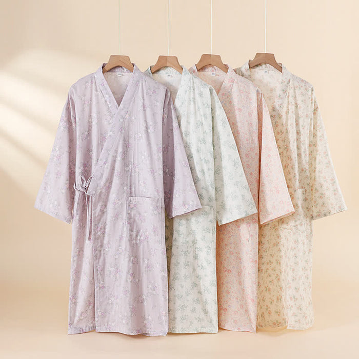 Ownkoti Floral Cotton Gauze Nightgown Home Wear