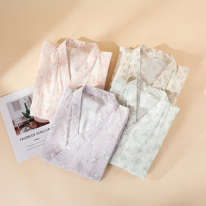 Ownkoti Floral Cotton Gauze Nightgown Home Wear