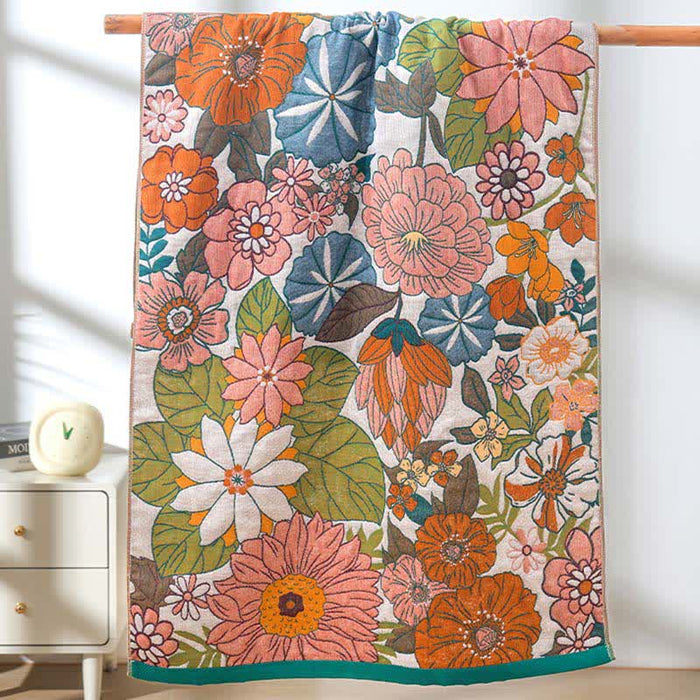 Ownkoti Floral Cotton Gauze Quick-drying Bath Towel