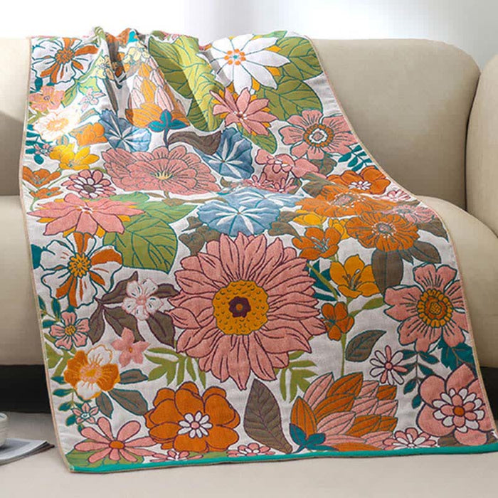 Ownkoti Floral Cotton Gauze Quick-drying Bath Towel