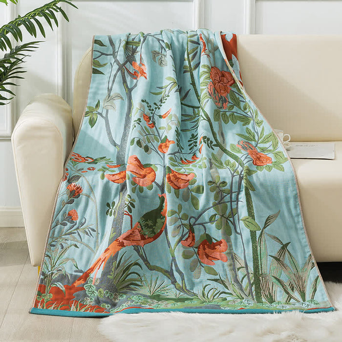 Ownkoti Floral Four Layers Gauze Bath Towel
