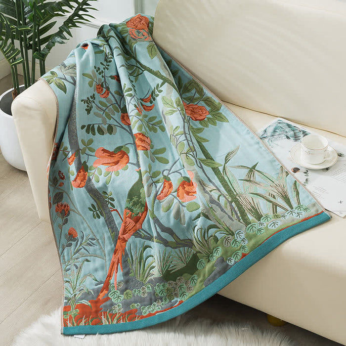 Ownkoti Floral Four Layers Gauze Bath Towel