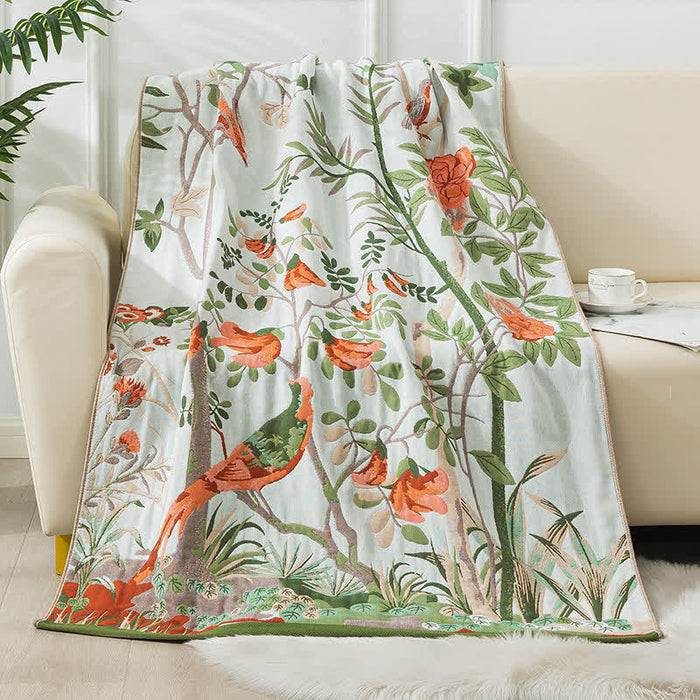 Ownkoti Floral Four Layers Gauze Bath Towel