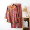 Ownkoti Floral Frog Closure Cotton Gauze Pajama Set
