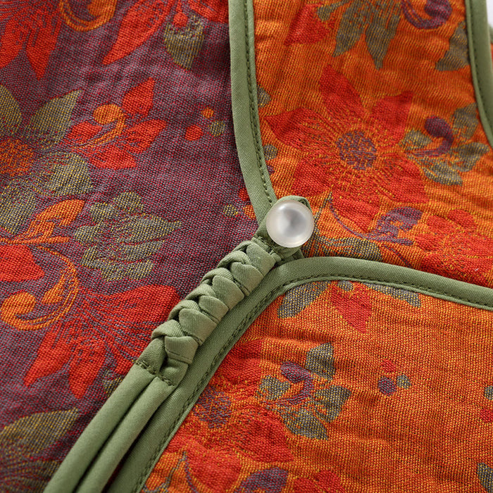 Ownkoti Floral Frog Closure Cotton Gauze Pajama Set