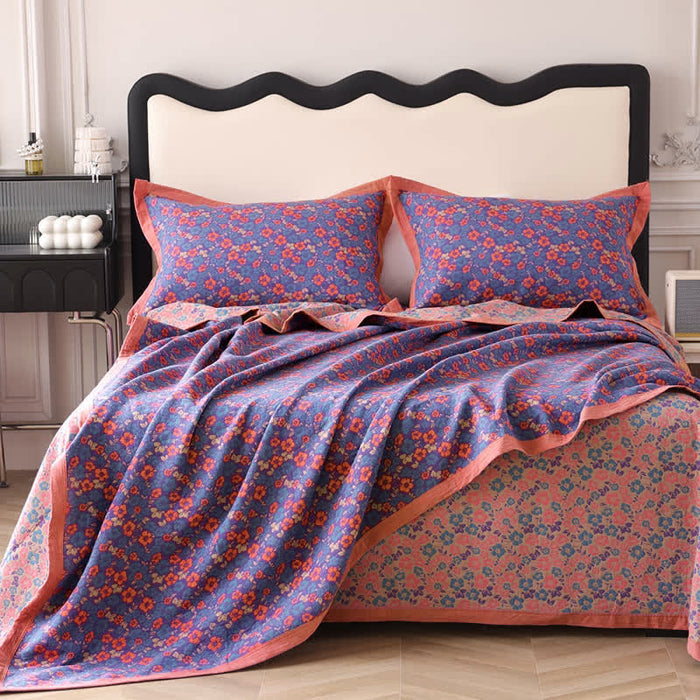 Ownkoti Floral Jacquard Cotton Gauze Reversible Quilt