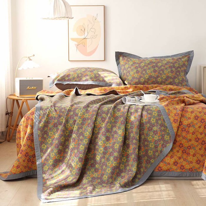 Ownkoti Floral Jacquard Cotton Gauze Reversible Quilt