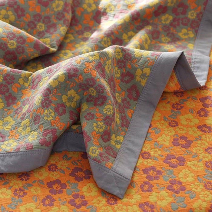 Ownkoti Floral Jacquard Cotton Gauze Reversible Quilt