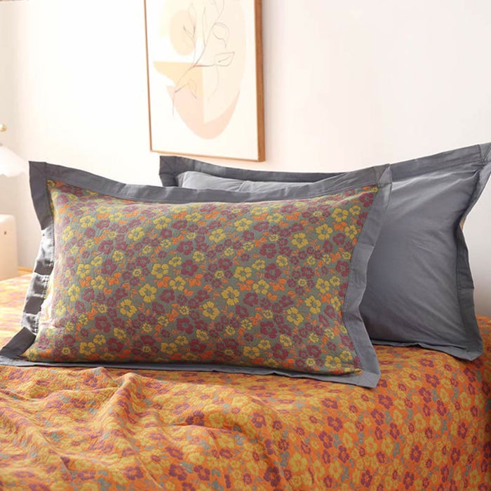 Ownkoti Floral Jacquard Cotton Gauze Reversible Quilt