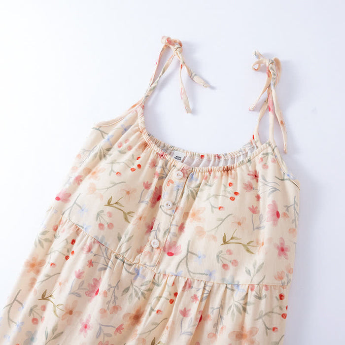 Ownkoti Floral Leaf Cotton Padded Camisole Nightdress