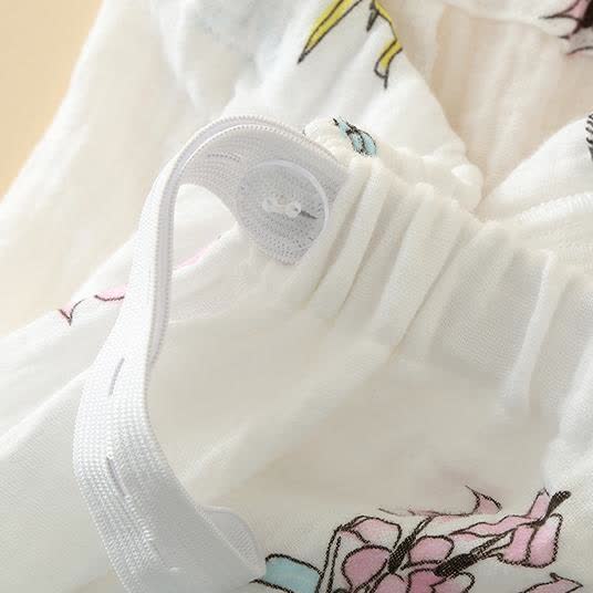 Ownkoti Floral Lily Kimono Cotton Gauze Pajama Set