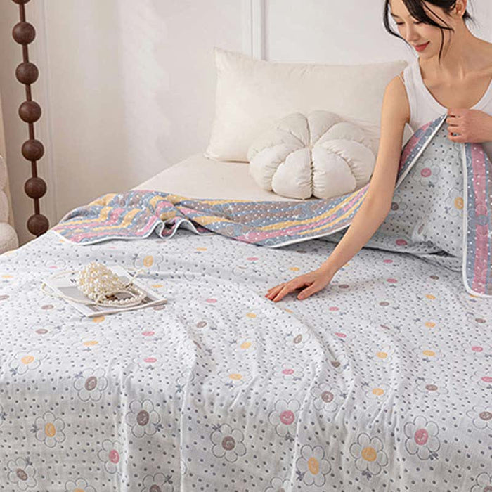 Ownkoti Floral Polka Dot Cotton Reversible Quilt