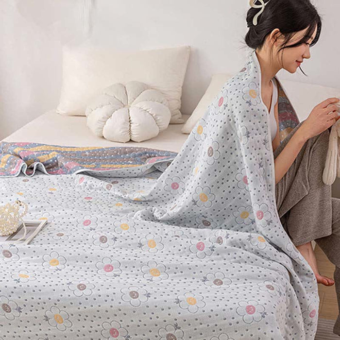 Ownkoti Floral Polka Dot Cotton Reversible Quilt