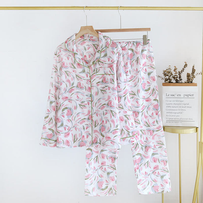 Floral Tulip Cotton Gauze Pajama Set - XL - image 0