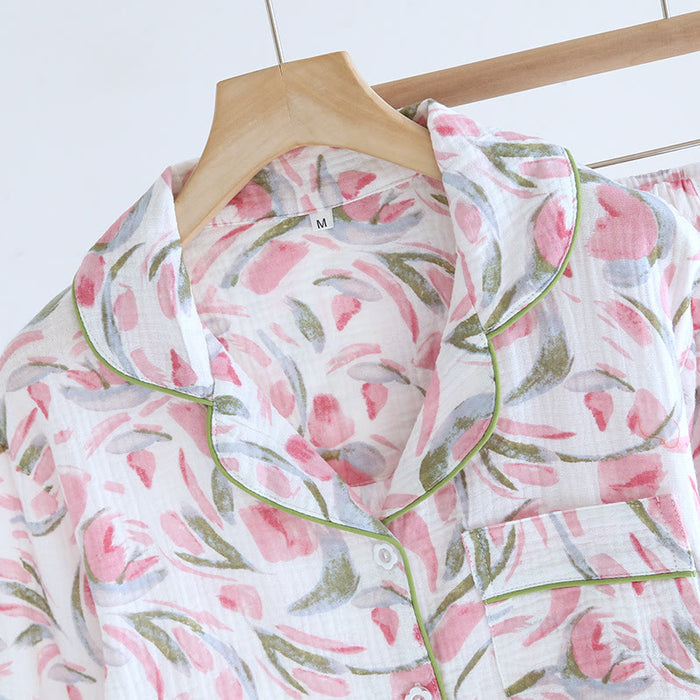 Floral Tulip Cotton Gauze Pajama Set - image 3
