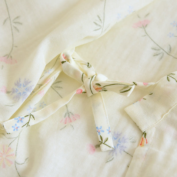 Ownkoti Flower Cotton Gauze Kimono Pajama Set