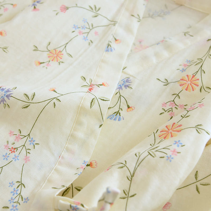 Ownkoti Flower Cotton Gauze Kimono Pajama Set