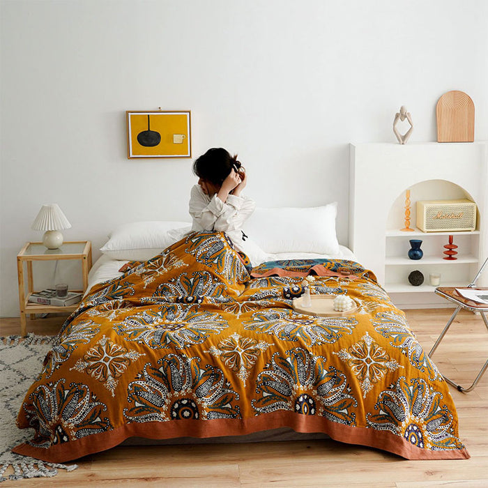 Ownkoti Flower Cotton Gauze Quilt Reversible Blanket - image 1