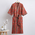 Ownkoti Flower Jacquard Cotton Bathrobe with Belt