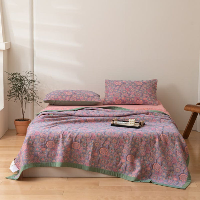 Ownkoti Flower Jacquard Cotton Gauze Reversible Quilt